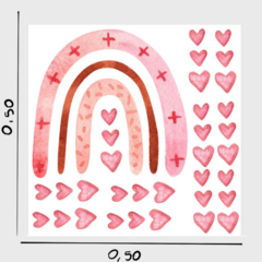 ARCOIRIS Y CORAZONES ROSAS 50cm x 50 cm - comprar online