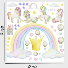 ARCOIRIS NUBE Y UNICORNIOS 50 cm x 50 cm - comprar online