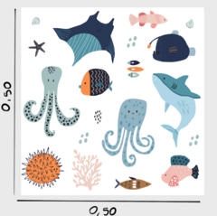 ANIMALES DE MAR 50 cm x 50 cm - comprar online