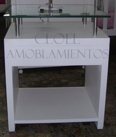 Mesa de luz ELEDÉ con vidrio, cajon y 1 hueco - Linea madera - comprar online