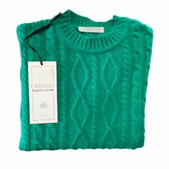 sweater cuello redondo trenzado - tienda online