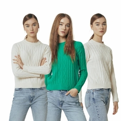 sweater cuello redondo trenzado - comprar online