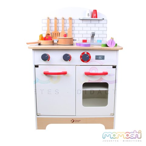 Set Cocina de Madera con Ollas Utensillos y Verduras