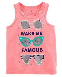 Talle: 9, 12, 18 y 24 Meses Carter's - Musculosa Pink Famous