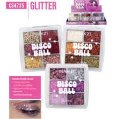 Paleta de glitter prensado- Disco ball - Pink 21