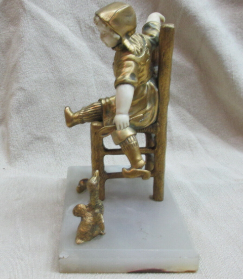 Importante figura de bronce de Georges Omerth Francia aprox. 1910 estatua niña con ganso - comprar online