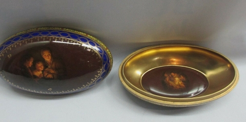 Huevo de porcelana antiguo Sc Friedrich Simon Carlsbad porcelana