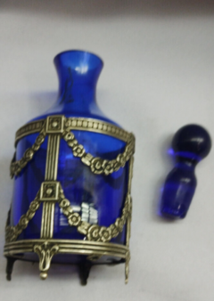 Antique French Silver Perfumer Unique Cobalt Blue C1850 Victorian en internet