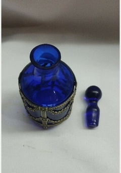 antiguo perfumista de plata francés azul único cobalto C1850 victoriano - comprar online