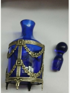 antiguo perfumista de plata francés azul único cobalto C1850 victoriano en internet