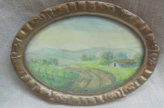 Beautiful hand painted framed oil landscape with no readable view, possibly Europ