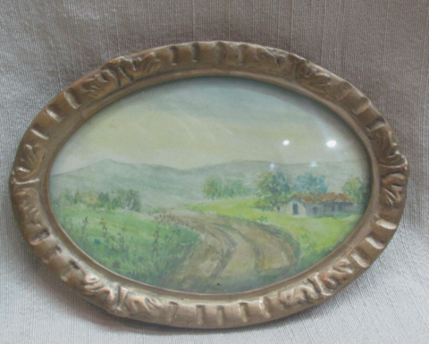 Beautiful hand painted framed oil landscape with no readable view, possibly Europ - comprar online