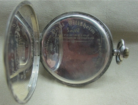 Reloj de Bolsillo Cara Abierta Gris Antiguo Paul Ditishiem Solviv Plata 925 Estilo Museo - Polo Antiguo - Antigüedades en Argentina