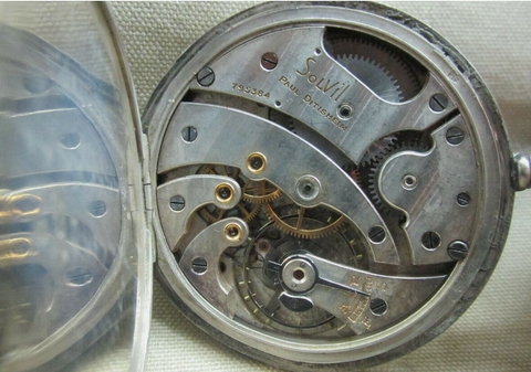 Reloj de Bolsillo Cara Abierta Gris Antiguo Paul Ditishiem Solviv Plata 925 Estilo Museo - tienda online