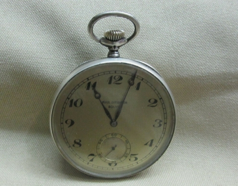 interesante reloj de bolsillo antiguo paul ditishiem solviv gris plata 925 único