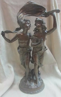 Pequeña Figura Bronce Escultura Emile Bruchon