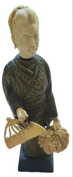 Escultura Japonesa En Bronce Geisha Noble Material Deco Sxix