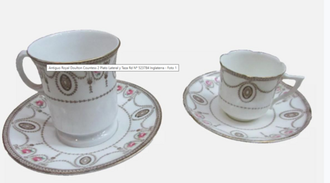 Antiguo Royal Doulton Countess 2 Plato Lateral y Taza