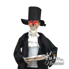 Esqueleto Elegante Luz y Sonido con Bandeja para Caramelos 1,20mt - comprar online