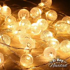 Guirnalda luces Bolitas Crystal led blanco calido 5mts a PILAS - El Rey de la Navidad
