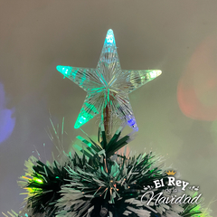 Arbol de Navidad 1,20mts Luminoso con Led y Fibra Optica RGB Nevado - El Rey de la Navidad