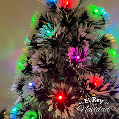 Arbol de Navidad 90cm Luminoso RGB Led y Fibra Optica nevado - El Rey de la Navidad