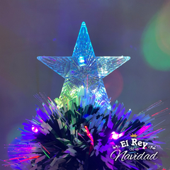 Arbol de Navidad 60cm Luminoso RGB Led y Fibra Optica Nevado - tienda online