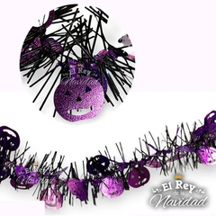 Boa HALLOWEEN negra con calabazas violetas 6cm