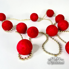 Cadenita de perlas con Pelotitas Rojas 1,30mts