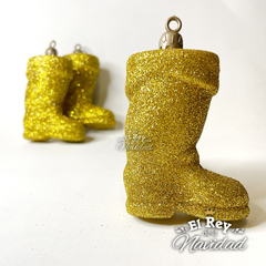 Set x 3 Botitas Navideñas Glitter Oro - El Rey de la Navidad
