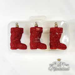 Set x 3 Botitas Navideñas Glitter Rojas - comprar online