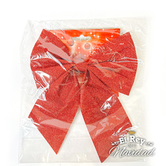 Moño Glitter Rojo 20 x 23cm - El Rey de la Navidad