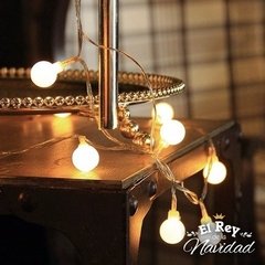 Guirnalda luces led Bolitas blanco calido MINI KERMESSE 5mts a PILAS - El Rey de la Navidad