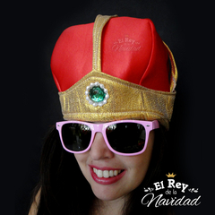 Sombrero Rey Rojo y Dorado con Gema