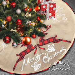 Cubre Pie para Arbol de Navidad Arpillera con Renos 1,20mts - comprar online