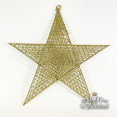 Estrella Alambre Plana Colgante XL 40cm Oro