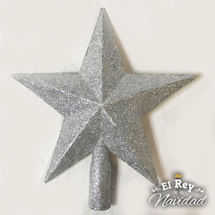 Puntal Estrella Glitter Plata 12cm