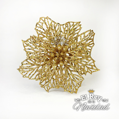 Pick Flor Estrella Federal Oro Glitter 20cm