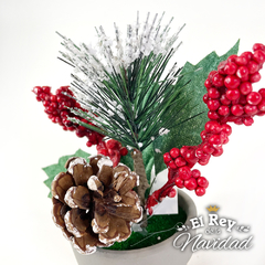 Macetitas con piñas y frutos 12cm - El Rey de la Navidad