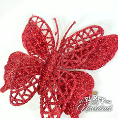 Set x 3 Mariposas Glitter Rojas con clip - comprar online