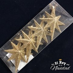 Set x 4 Multiestrellas Oro Glitter - El Rey de la Navidad