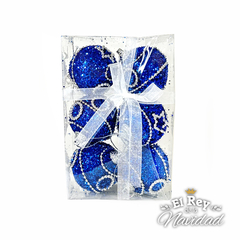 Set x 6 Globos Premium Glitter Azul 5cm