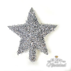 Puntal Estrella 15cm Glitter Peludo Plata