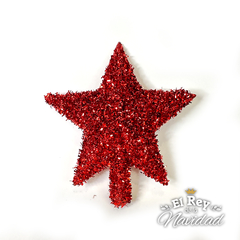 Puntal Estrella 15cm Glitter Peludo Rojo