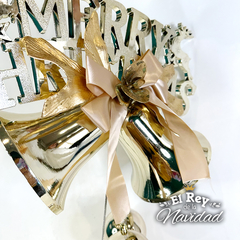 Cartel Colgante XL Merry Christmas con Campanas Champagne - comprar online