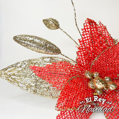 Pick Flor Rustica y Glitter Roja y Oro - comprar online