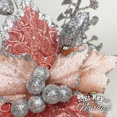 Pick Flor Rosa con Glitter Plata - comprar online