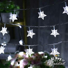 Guirnalda Estrellas Led Blancas frías Fijas 5mts - El Rey de la Navidad