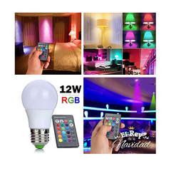 Lampara Luz Led Rgb 16 Colores Control Remoto Foco 12w - comprar online