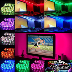 Cinta Led 5050 RGB 5mts 16 colores con transformador y Control Remoto - El Rey de la Navidad